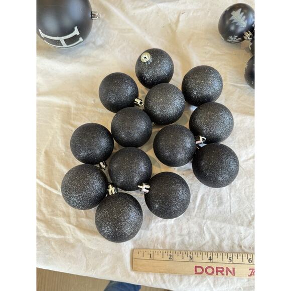 30 Black White Christmas Tree Ornament Assortment 22 Shatterproof 3 Glass Asst - Picture 2 of 6